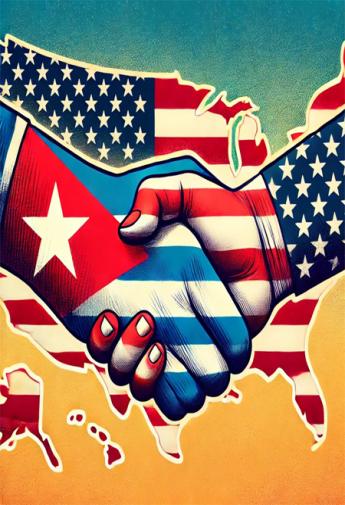 La imagen que representa la integración de Cuba a la Unión Americana.